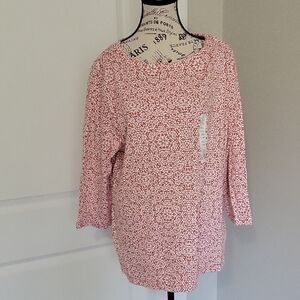 croft & barrow Orange and White Boatneck Tunic